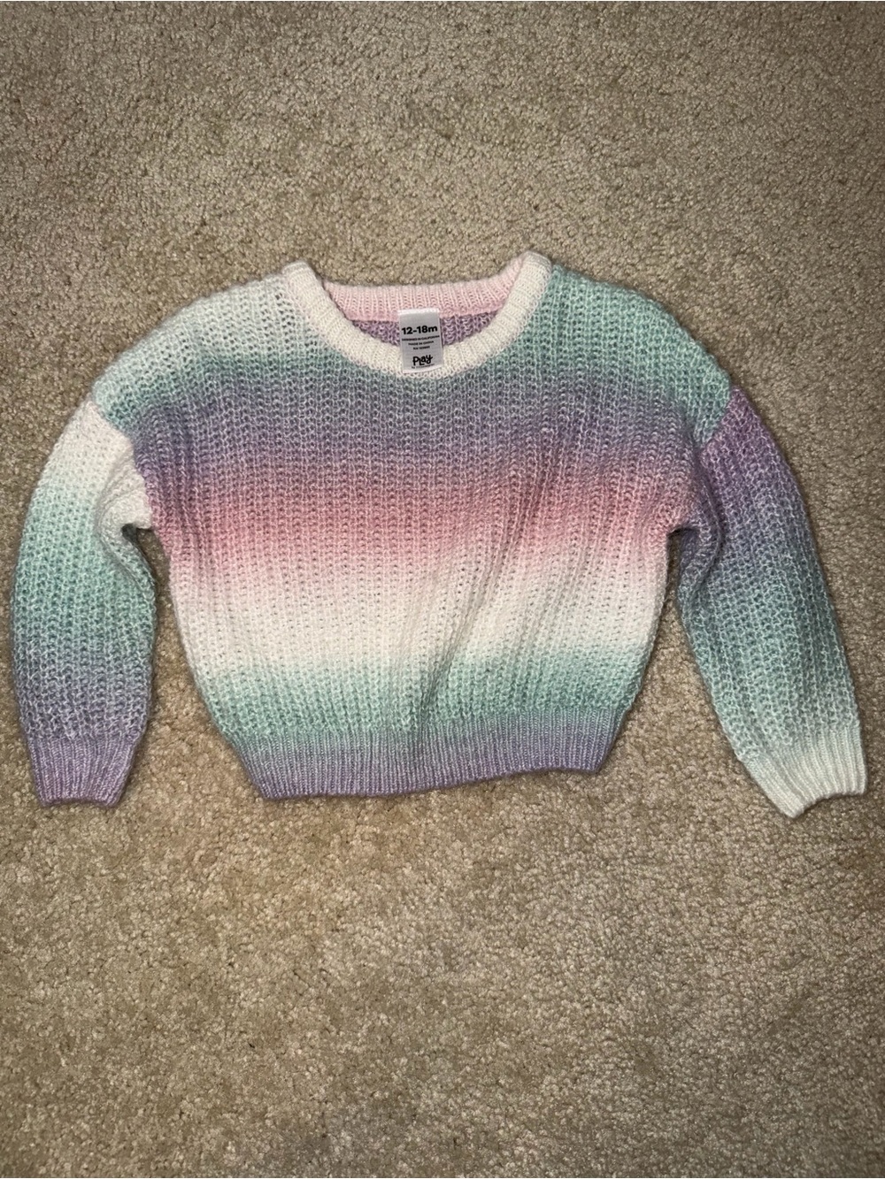 Little Sleepies Pastel Ombre Crewneck Sweater - Pink, Purple, Mint, White